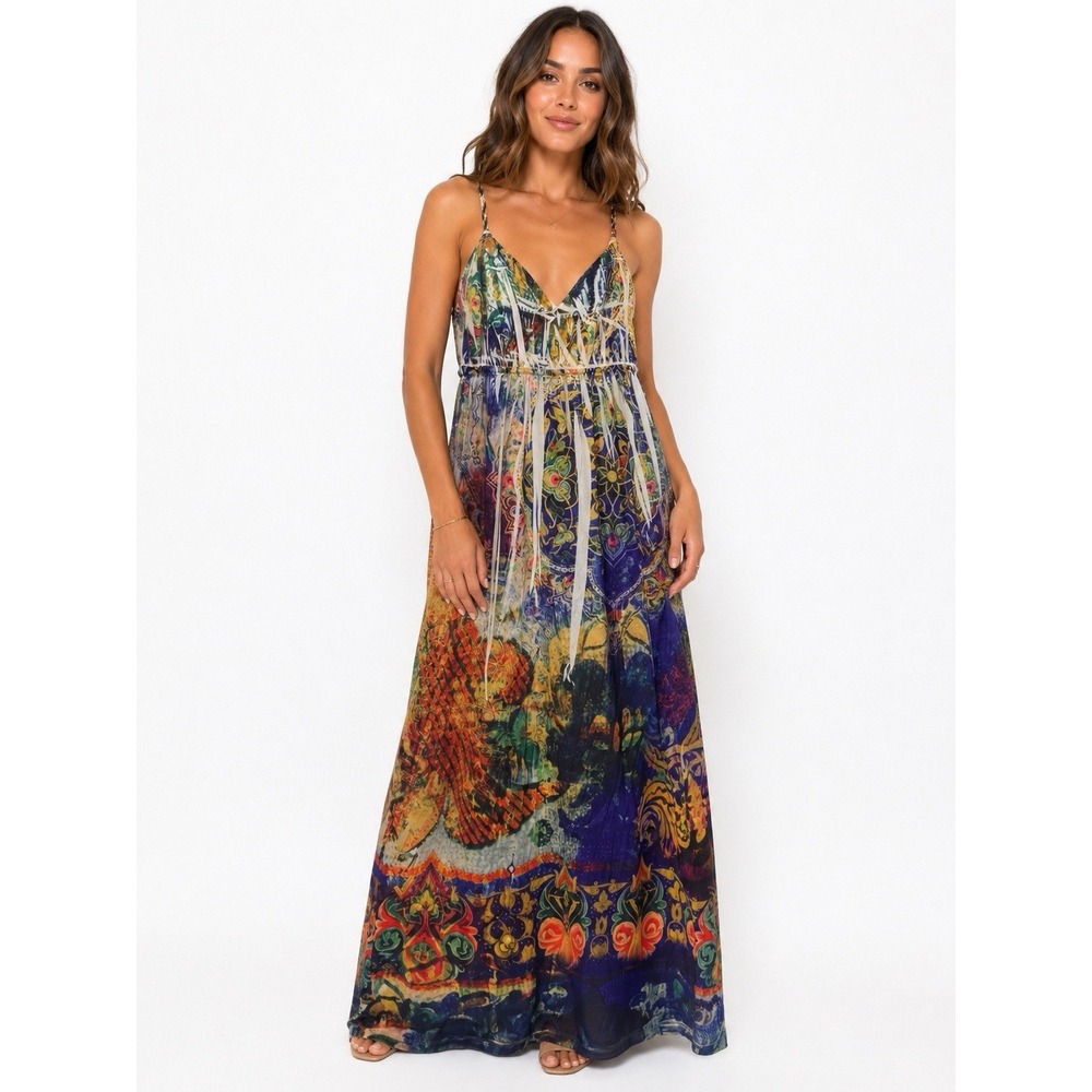 Celle Maxi Dress Size M Boho Fairy Celestial Witchy Purple Tank Dress  Tye Dye